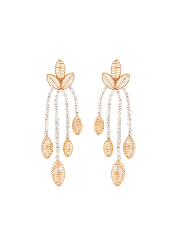 2.54ct Diamond 14K Gold Flower Dangle Earrings sold by Wish Fine Jewelry