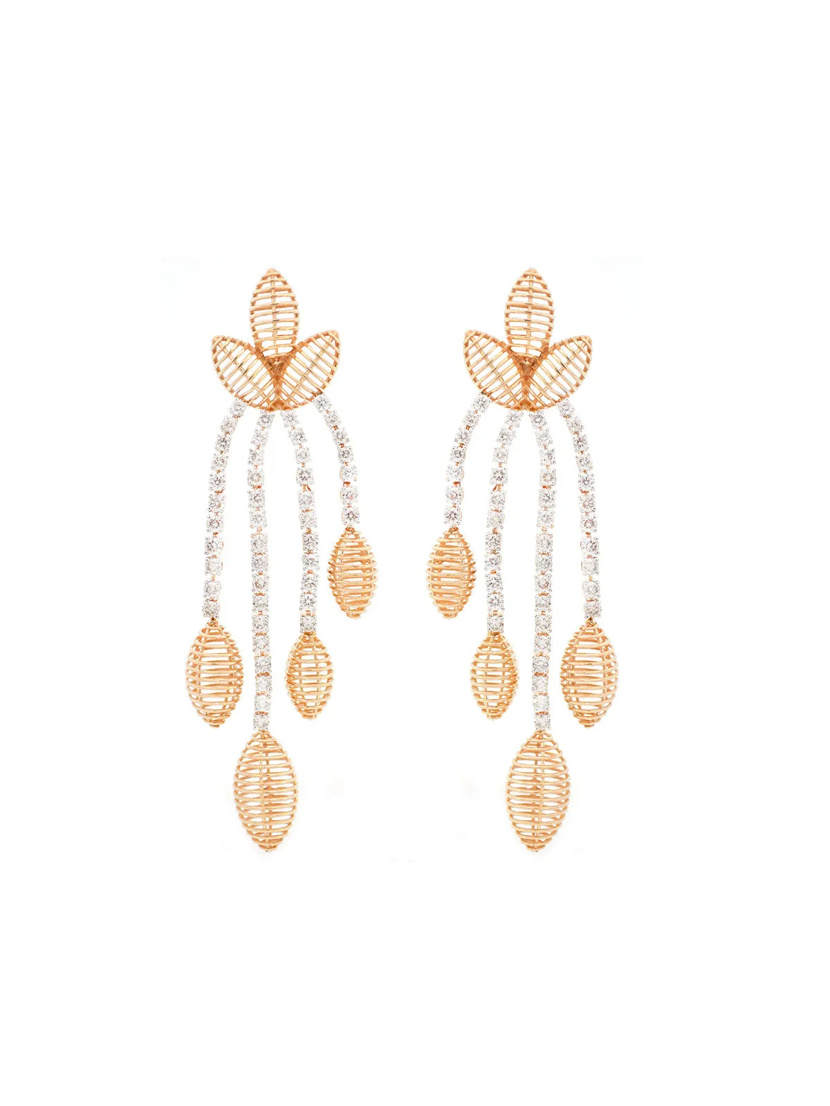 2.54ct Diamond 14K Gold Flower Dangle Earrings sold by Wish Fine Jewelry