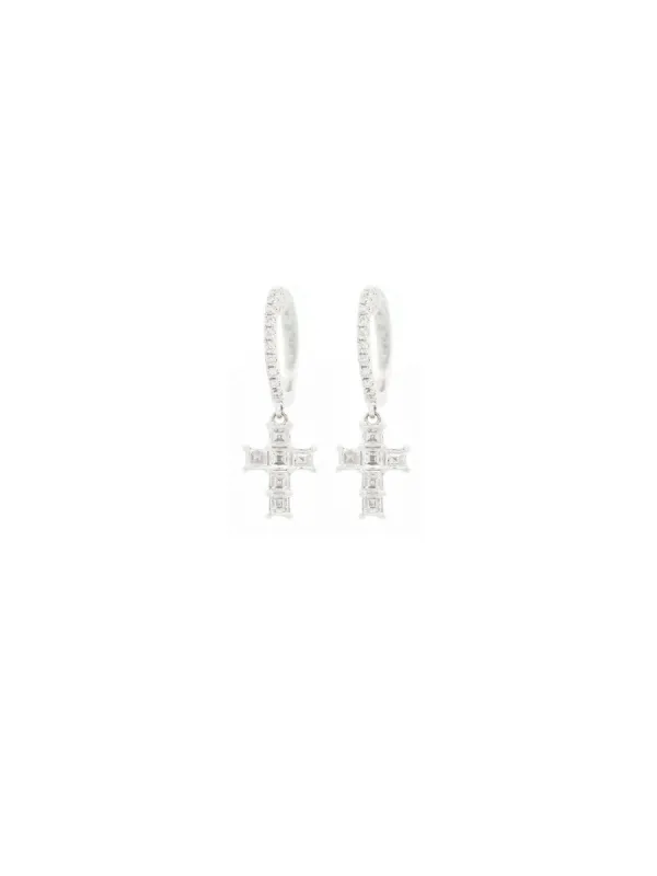 0.70ct Diamond 18K Gold Cross Dangle Drop Earrings sold by Wish Fine Jewelry