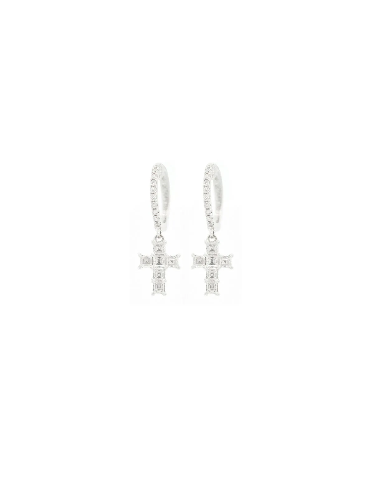 0.70ct Diamond 18K Gold Cross Dangle Drop Earrings sold by Wish Fine Jewelry