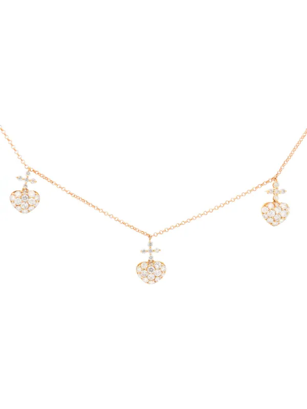 1.50ct Diamond 18K Gold Sacred Heart Stationed Necklace sold by Wish Fine Jewelry