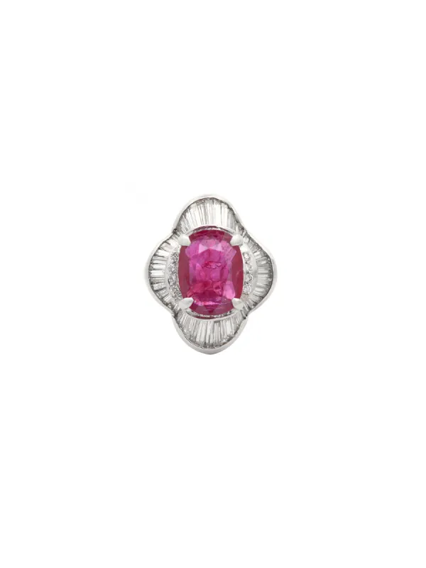 5.63ct Diamond Ruby Platinum Cluster Cocktail Ring sold by Wish Fine Jewelry