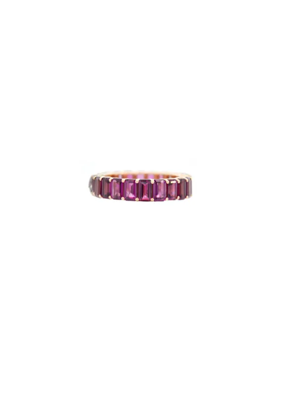 8.09ct Rhodolite Garnet 14K Gold Eternity Band Ring sold by Wish Fine Jewelry