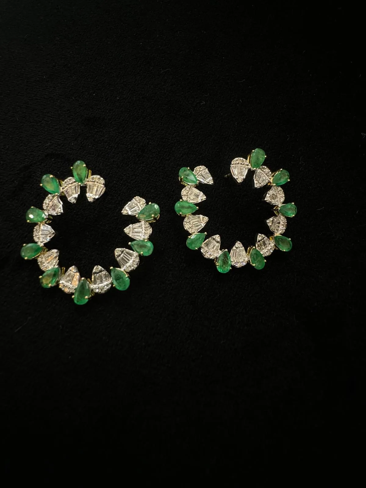 5.32ct Diamond Emerald 14K Gold Cluster Earrings sold by Wish Fine Jewelry product image thumbnail 2