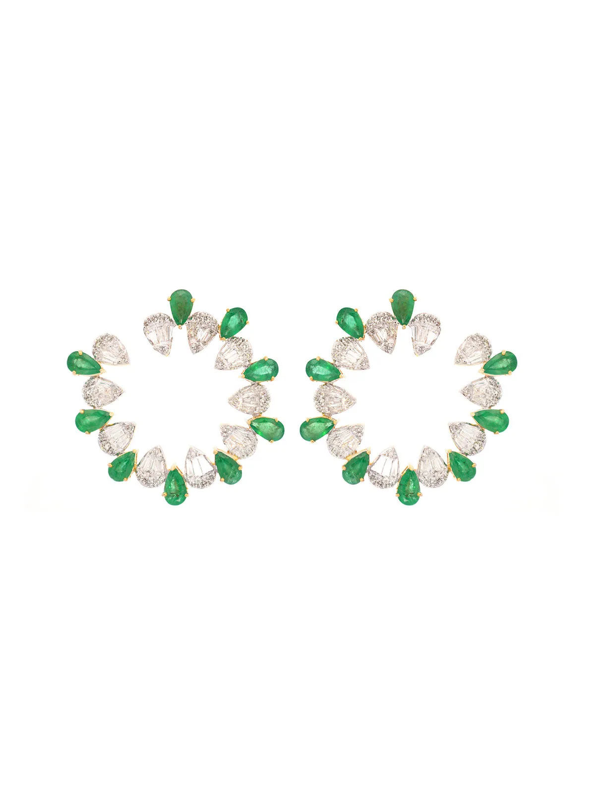 5.32ct Diamond Emerald 14K Gold Cluster Earrings sold by Wish Fine Jewelry