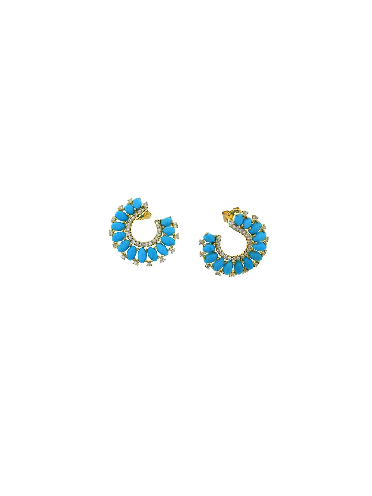 0.70ct Diamond Turquoise 18K Gold Cluster Earrings sold by Wish Fine Jewelry product image thumbnail 2