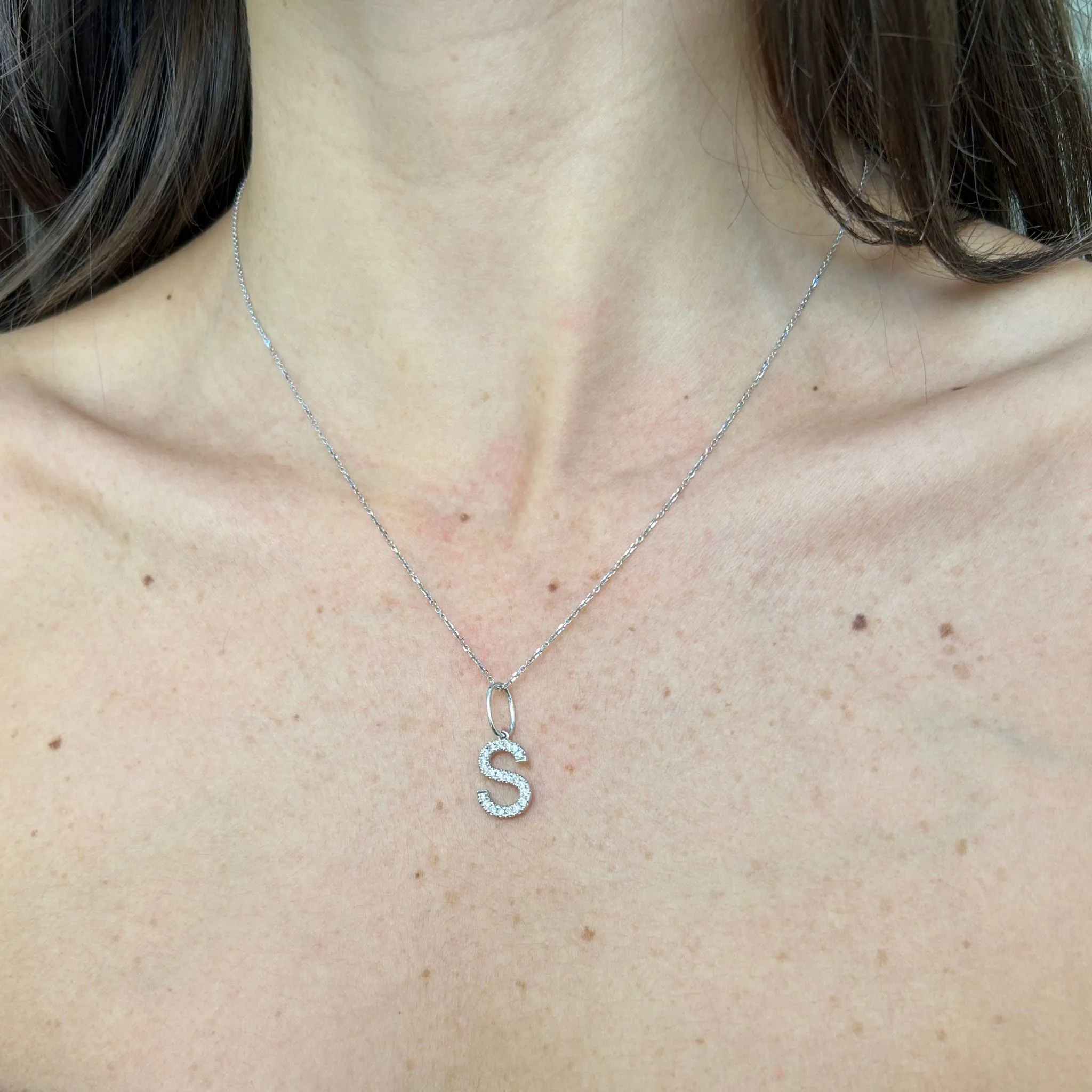 0.20ct Diamond 18K Gold Letter S Pendant sold by Wish Fine Jewelry product image thumbnail 2