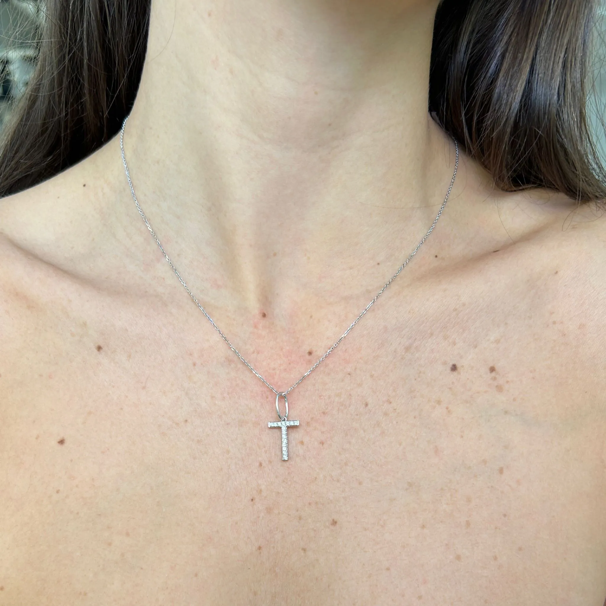 0.15ct Diamond 18K Gold Letter T Pendant sold by Wish Fine Jewelry product image thumbnail 2