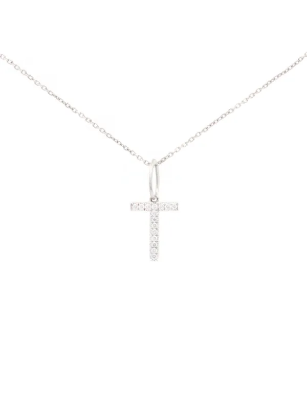 0.15ct Diamond 18K Gold Letter T Pendant sold by Wish Fine Jewelry