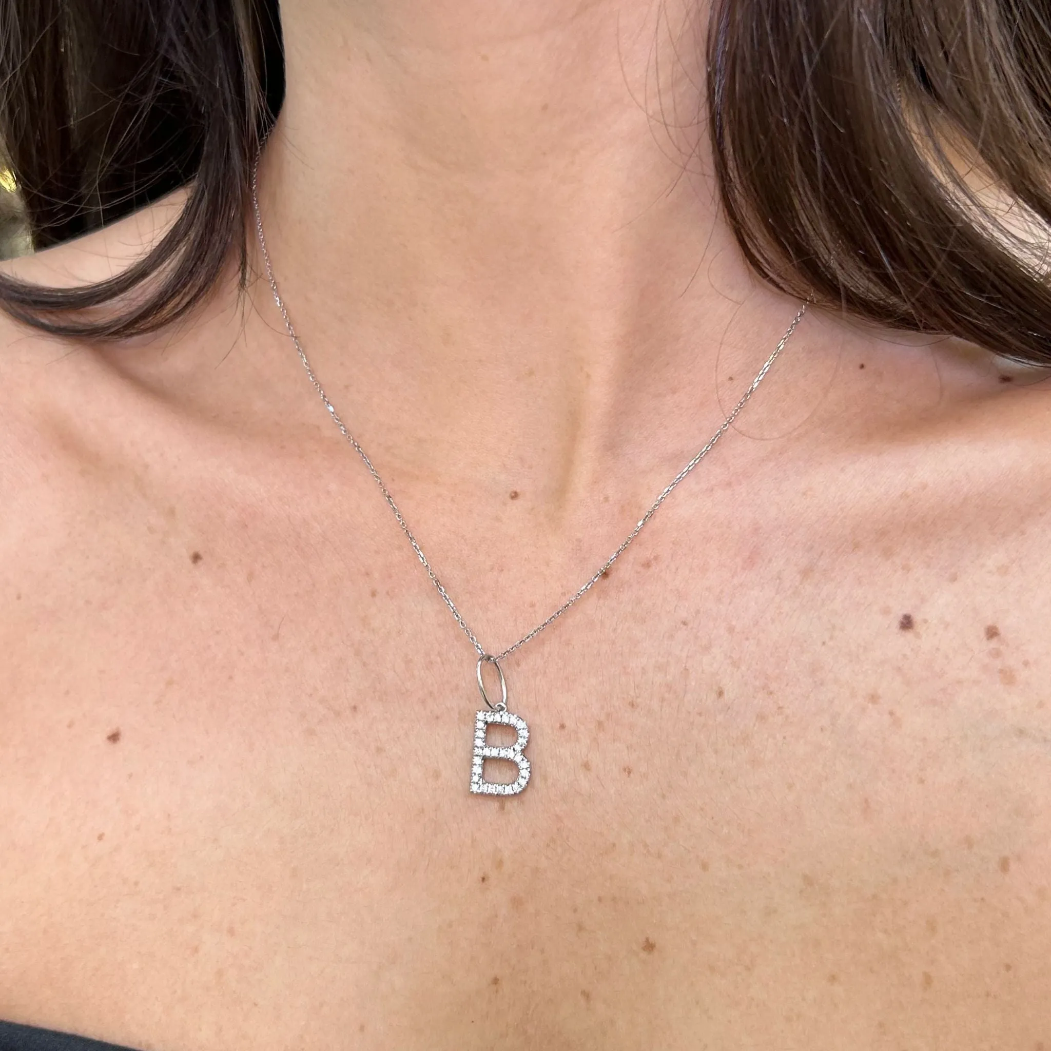 0.30ct Diamond 18K Gold Letter B Pendant sold by Wish Fine Jewelry product image thumbnail 2