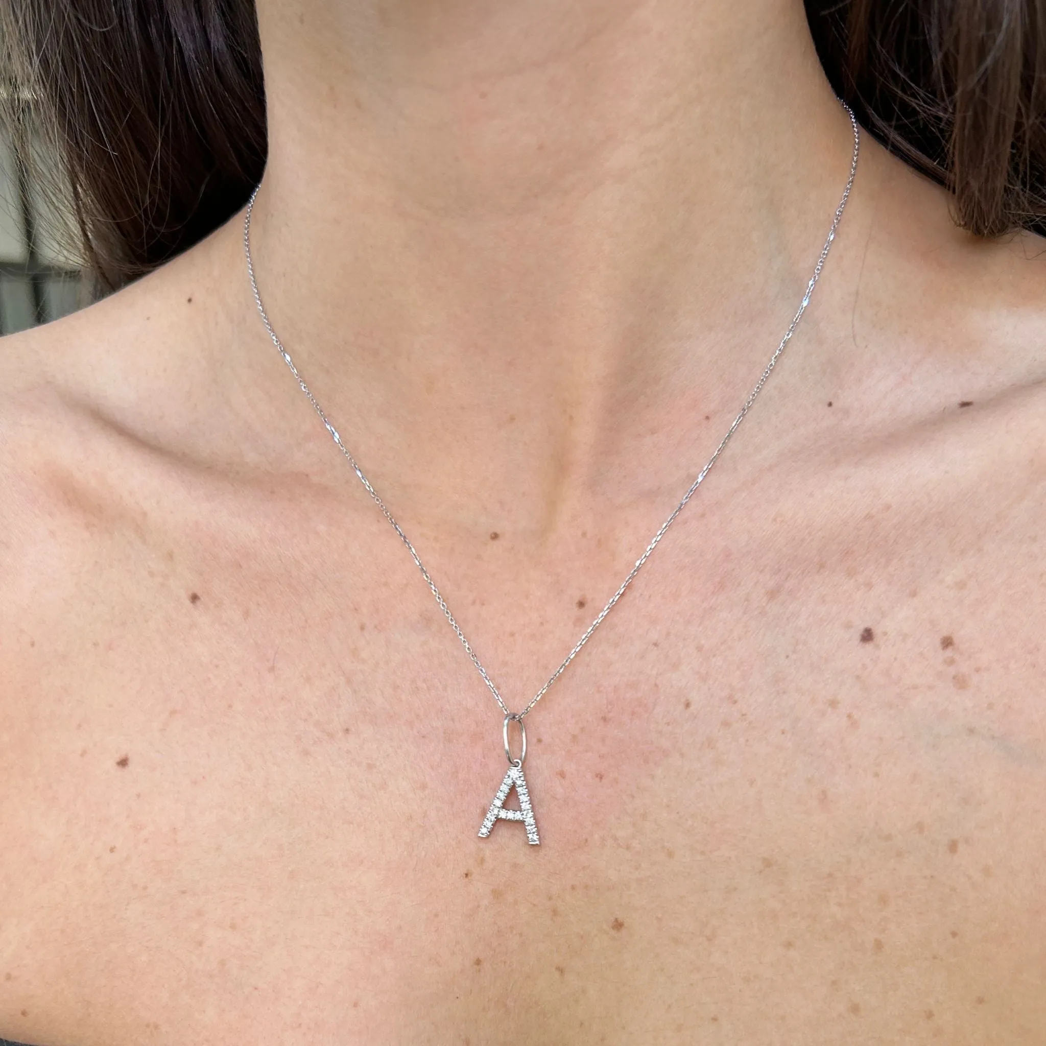 0.25ct Diamond 18K Gold Letter A Pendant sold by Wish Fine Jewelry product image thumbnail 2
