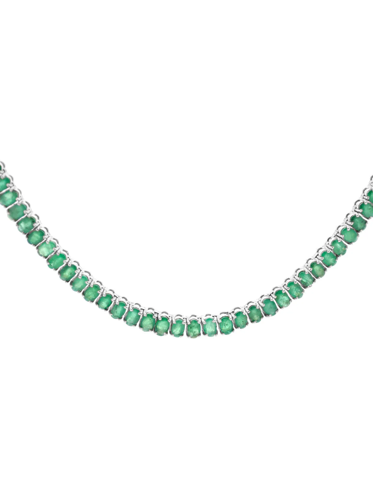 17.40ct Emerald 18K Gold Tennis Necklace 16'' sold by Wish Fine Jewelry