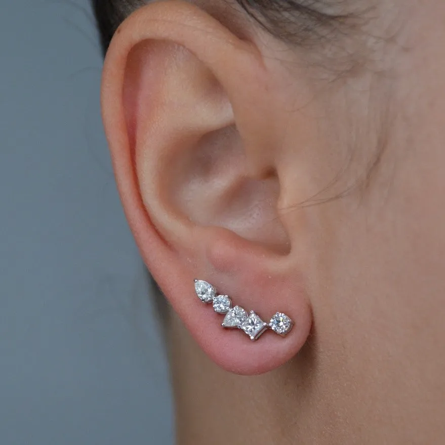 1.34ct Diamond 18K Gold Multishape Climber Earrings sold by Wish Fine Jewelry product image thumbnail 4