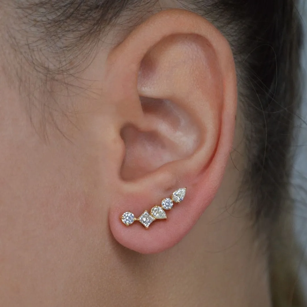 1.34ct Diamond 18K Gold Multishape Climber Earrings sold by Wish Fine Jewelry product image thumbnail 3