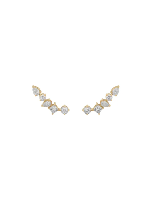 1.34ct Diamond 18K Gold Multishape Climber Earrings sold by Wish Fine Jewelry