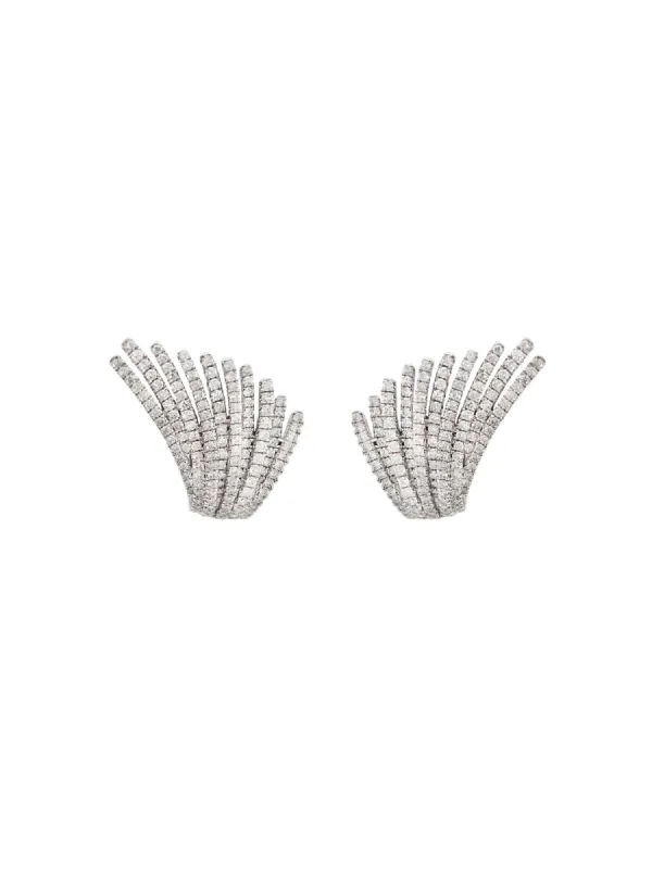 2.26ct Diamond 18K Gold Multi Row Wing Earrings sold by Wish Fine Jewelry