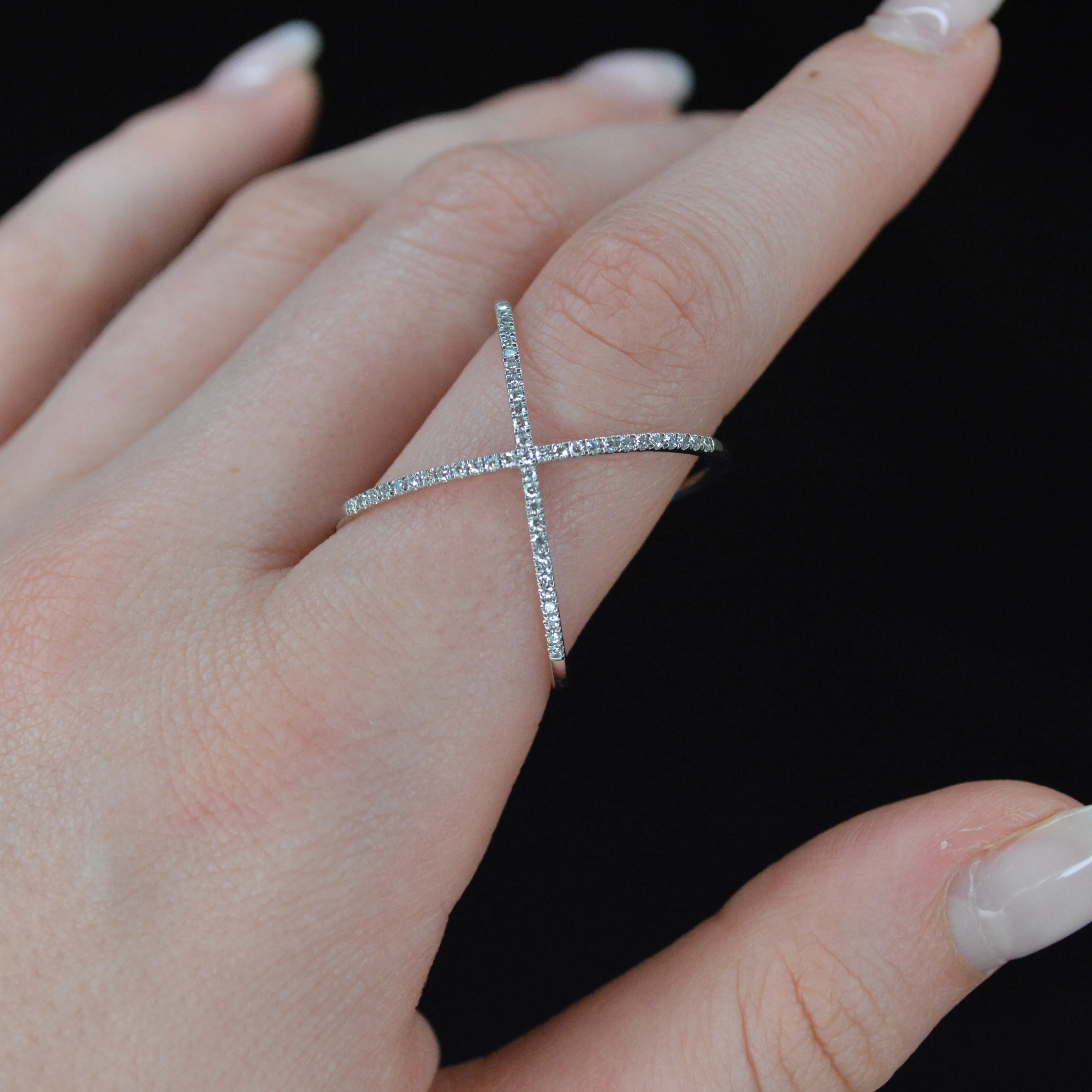 0.25ct Diamond 18K Gold X Ring sold by Wish Fine Jewelry product image thumbnail 2