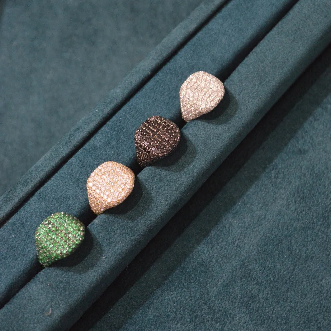 2.80ct Diamond 18K Gold Pave Signet Ring sold by Wish Fine Jewelry product image thumbnail 4