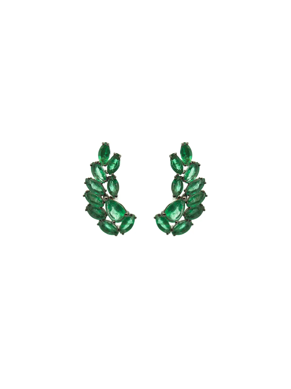 2.71ct Emerald 18K Gold Cluster Climber Earrings sold by Wish Fine Jewelry