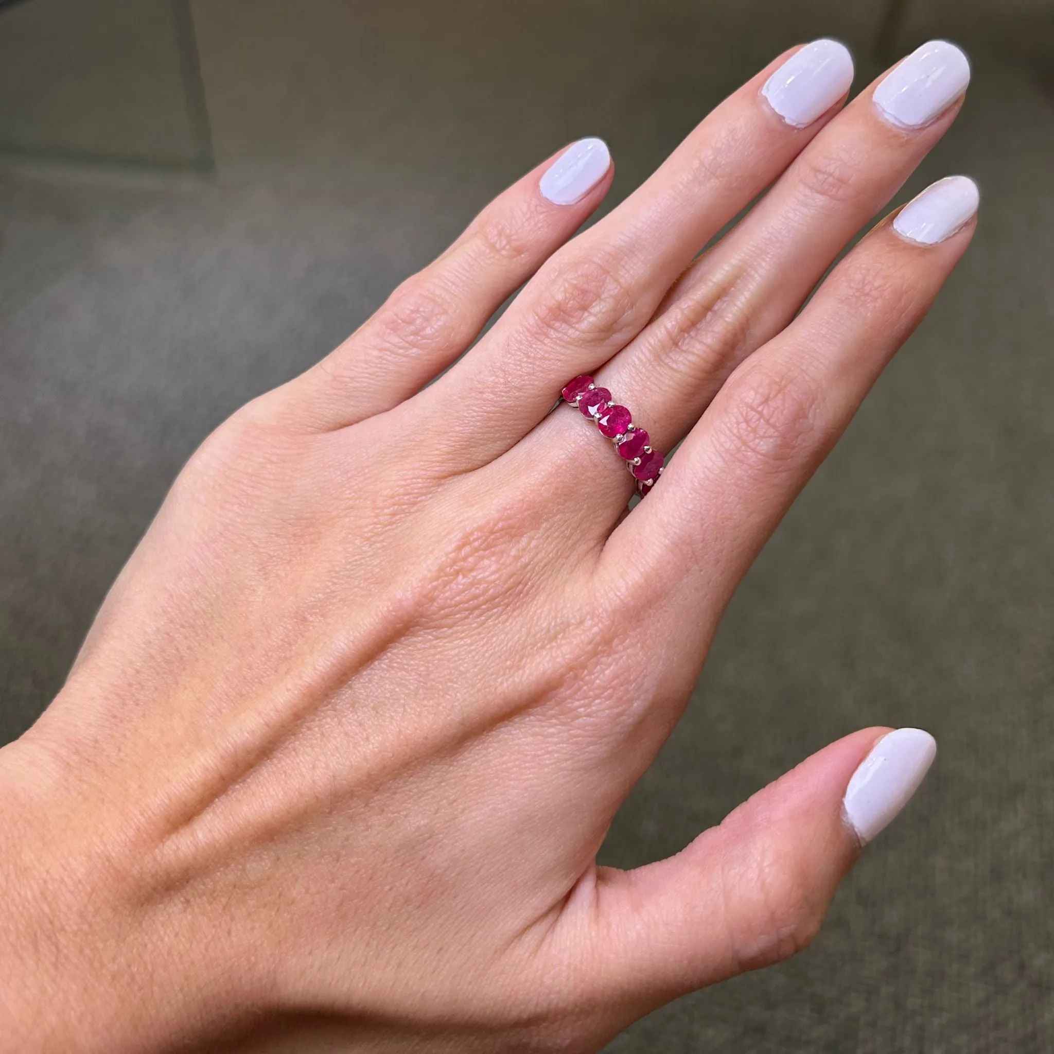 2.20ct Ruby 18K Gold Half Band Ring sold by Wish Fine Jewelry product image thumbnail 3