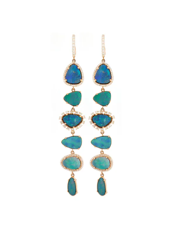 22.02ct Opal Diamond Dangle 14K Gold Earrings sold by Wish Fine Jewelry