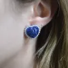 8.10ct Sapphire Diamond 18K Gold Heart Shaped Earrings sold by Wish Fine Jewelry