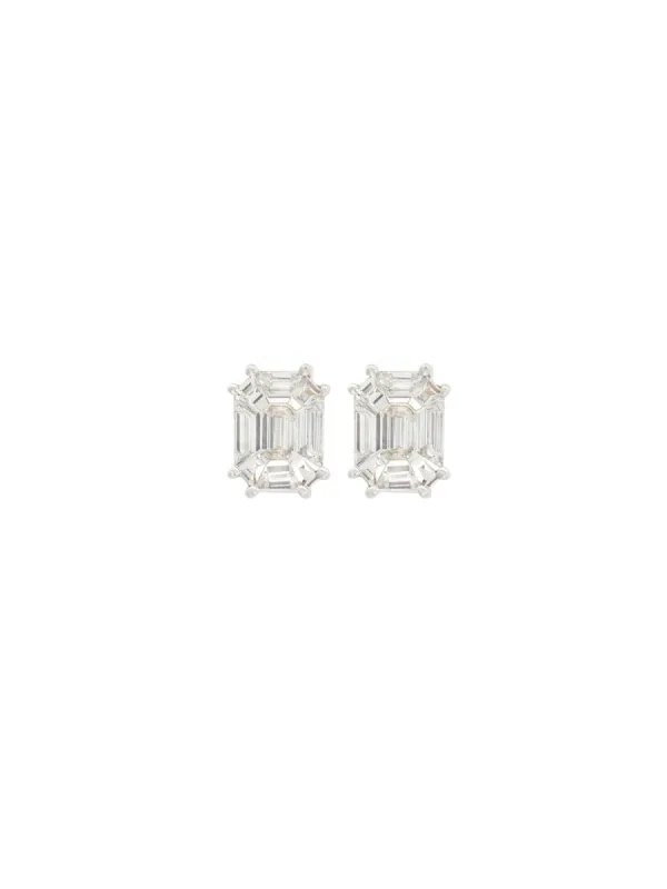 0.85ct Diamond 18K Gold Rectangular Illusion Set Earrings sold by Wish Fine Jewelry