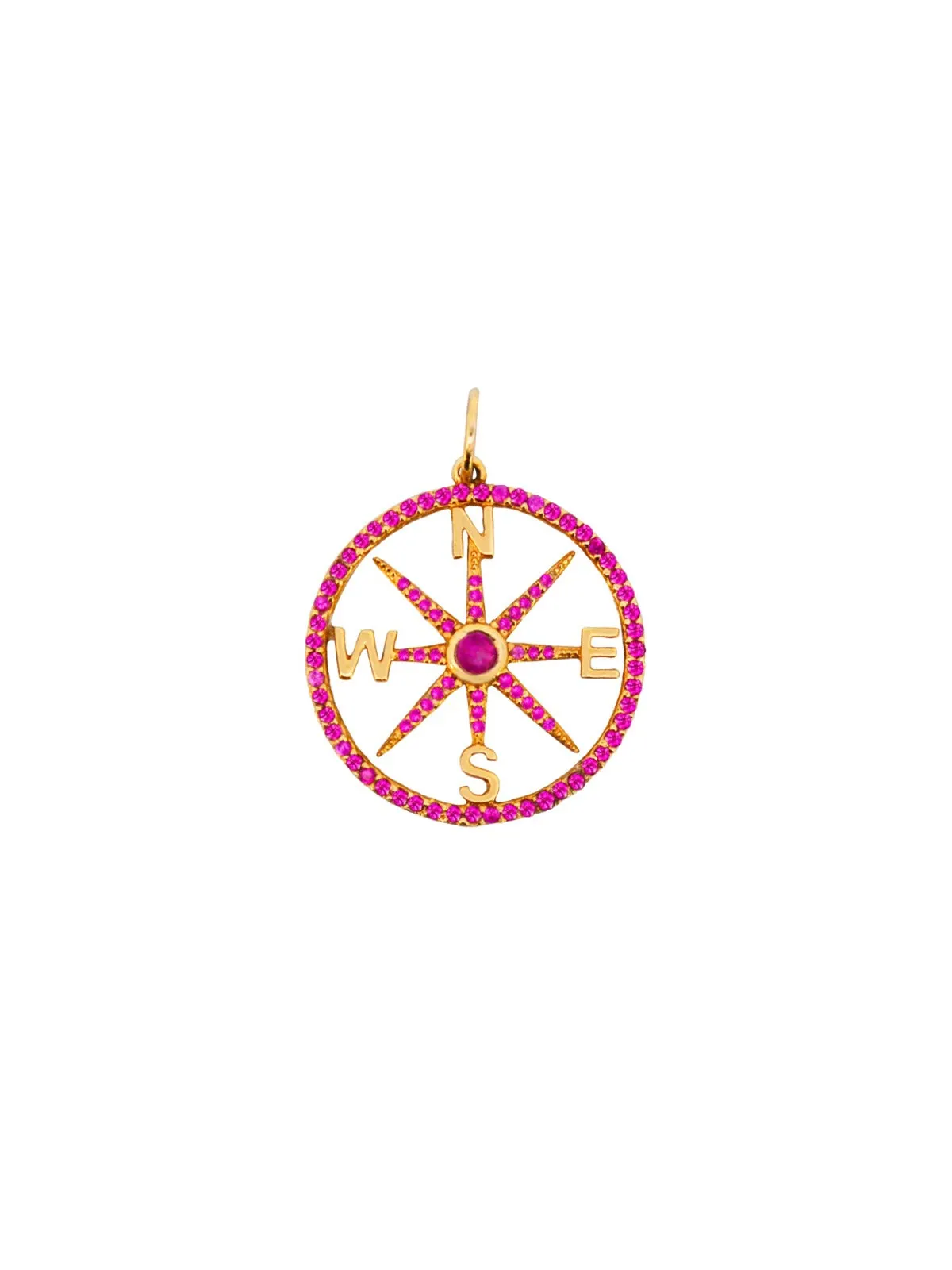 Ruby 14K Gold Compass Pendant sold by Wish Fine Jewelry