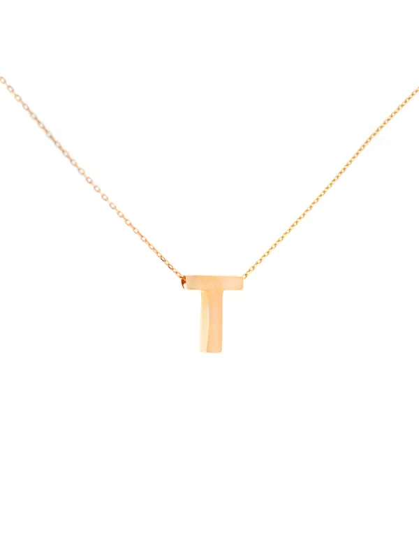 14K Gold Letter T Initial Pendant Necklace sold by Wish Fine Jewelry