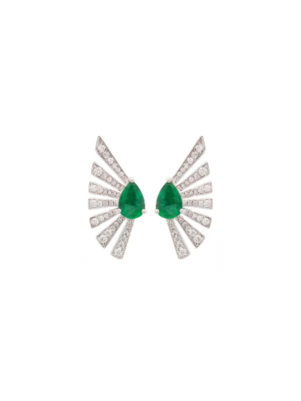 1.36ct Diamond Emerald 18K Gold Cluster Climber Earrings sold by Wish Fine Jewelry