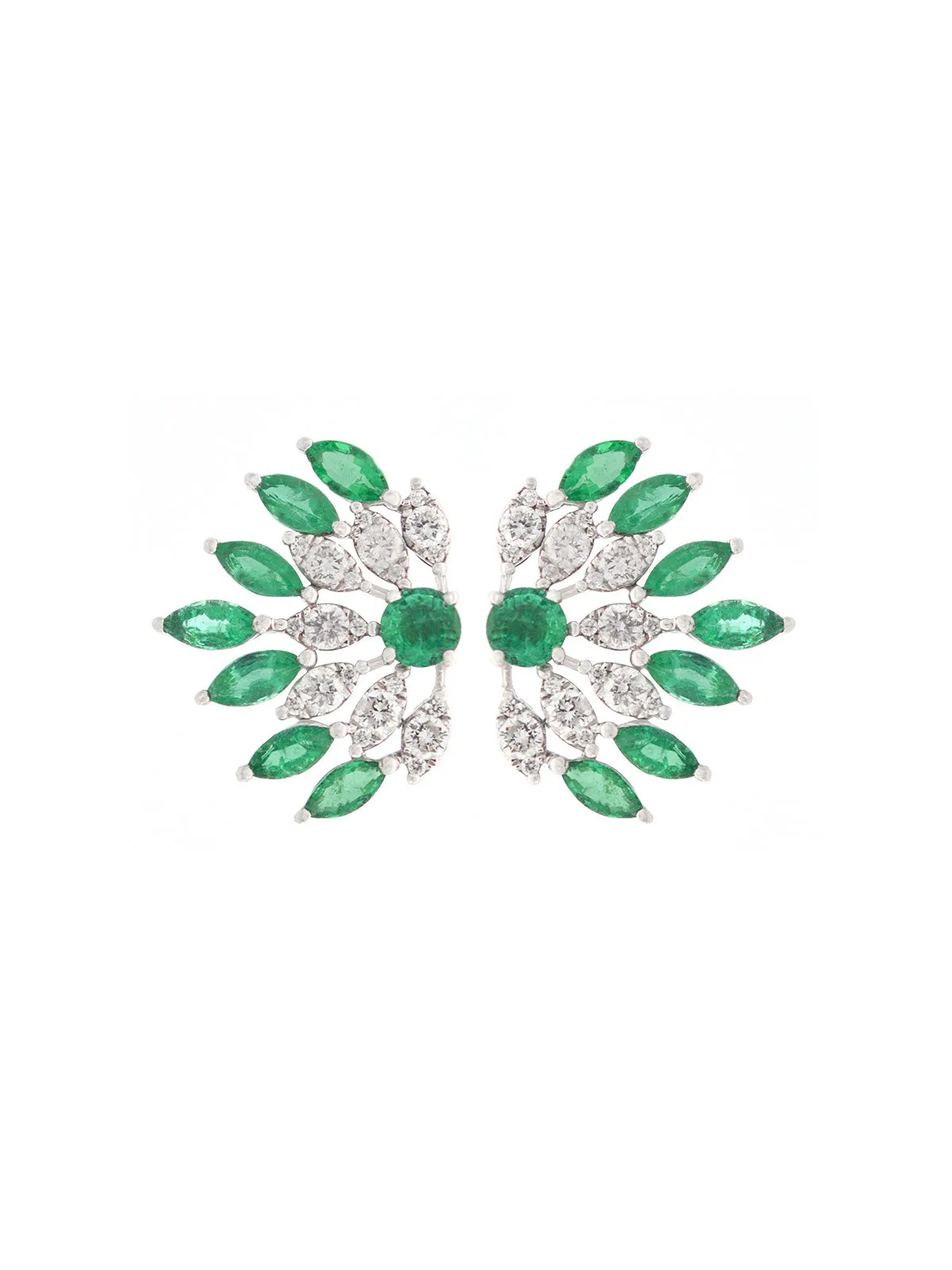 2.85ct Diamond Emerald 18K Gold Leaf Earrings sold by Wish Fine Jewelry