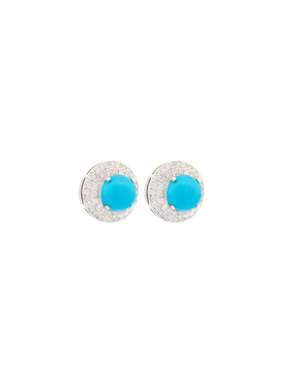 1.86ct Diamond Turquoise 14K Gold Halo Earrings sold by Wish Fine Jewelry product image thumbnail 2