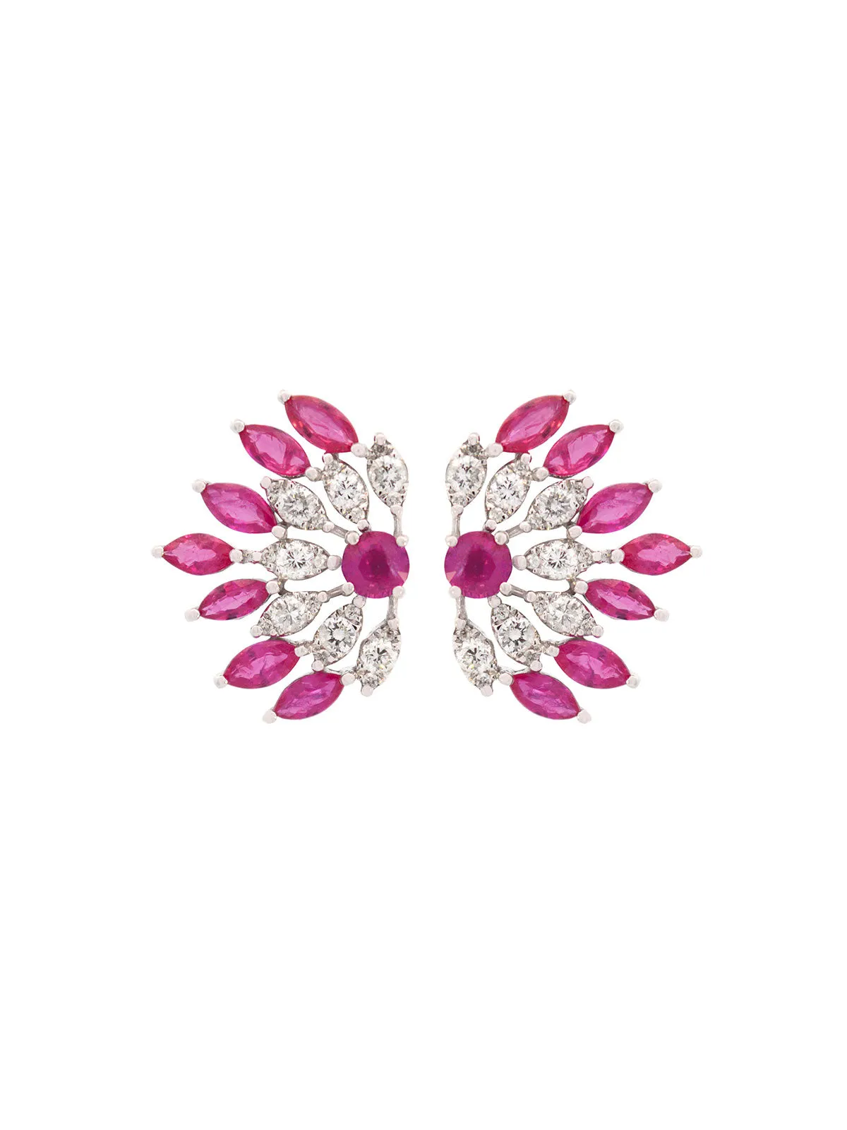 3.34ct Ruby Diamond 18K Gold Leaf Earrings sold by Wish Fine Jewelry