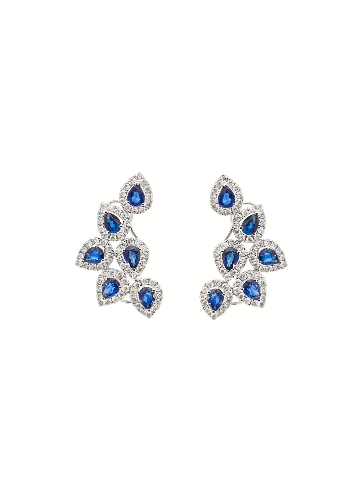 3.06ct Sapphire Diamond 18K Gold Earrings sold by Wish Fine Jewelry