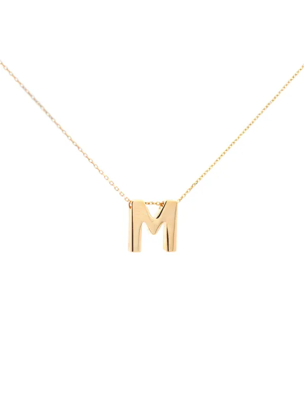 14K Gold Letter M Initial Pendant Necklace sold by Wish Fine Jewelry