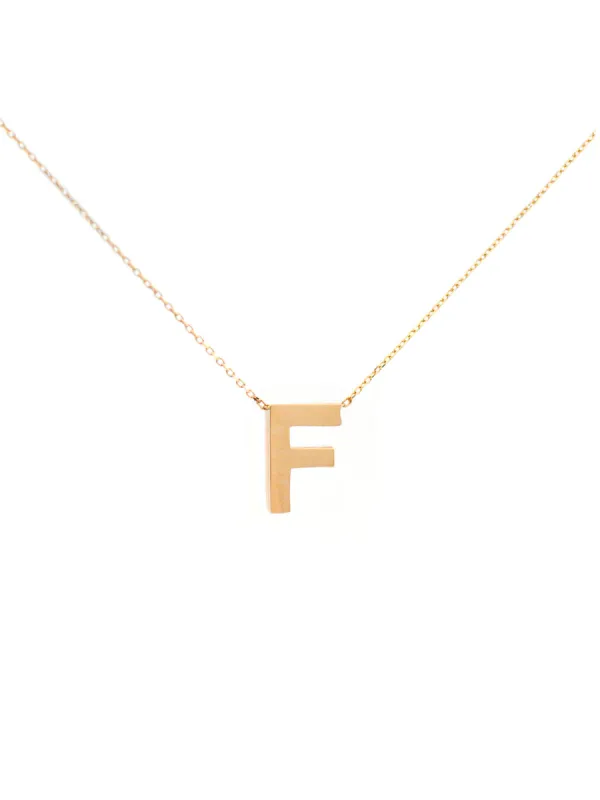 14K Gold Letter F Initial Pendant Necklace sold by Wish Fine Jewelry