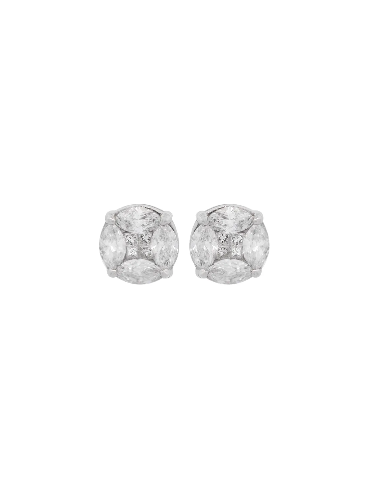 1.47ct Diamond 18K Gold Illusion Set Stud Earrings sold by Wish Fine Jewelry product image thumbnail 2
