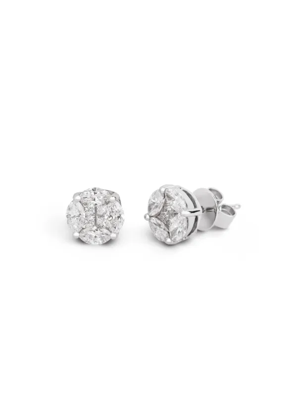2.67ct Diamond 18K Gold Ilusion Set Stud Earrings sold by Wish Fine Jewelry