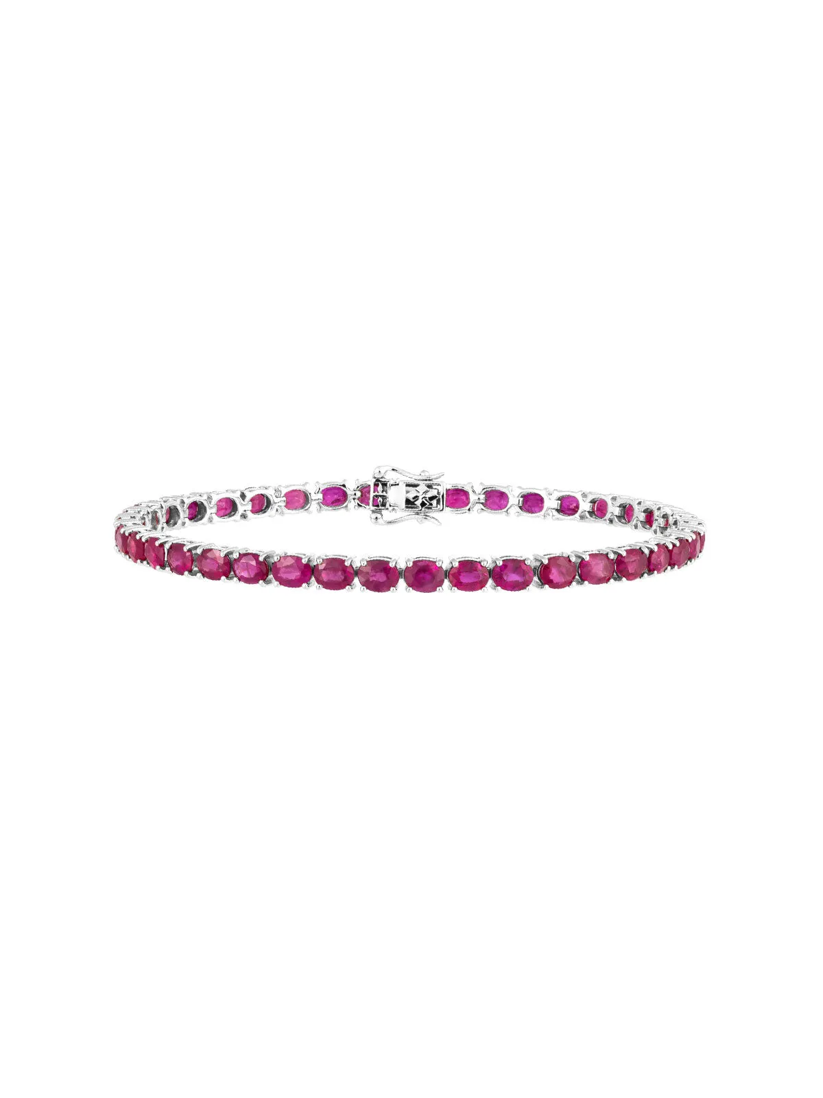 12.33ct Ruby 18K Gold Oval Tennis Bracelet sold by Wish Fine Jewelry