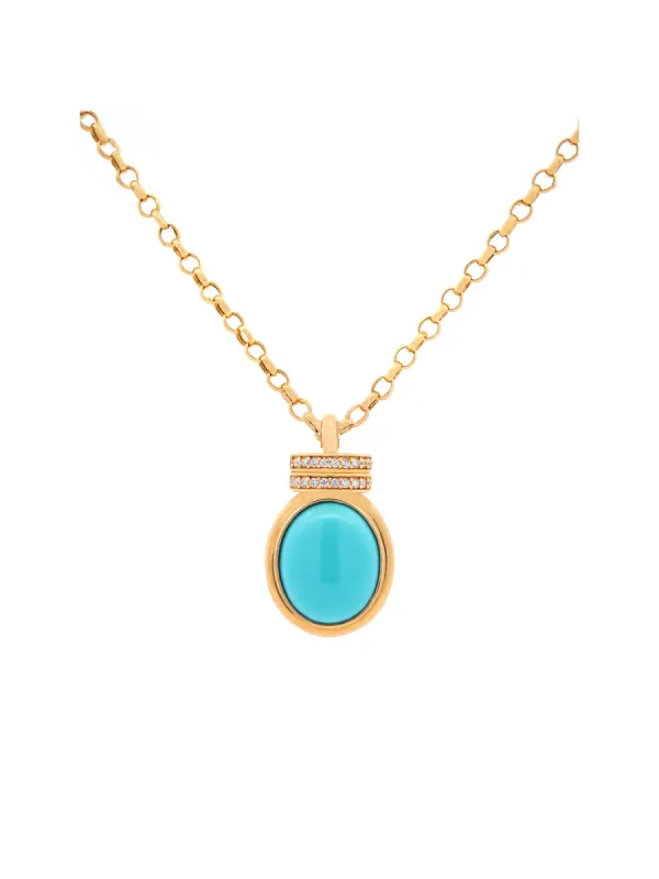 Turquoise Pendant 14K Gold Chain Necklace sold by Wish Fine Jewelry