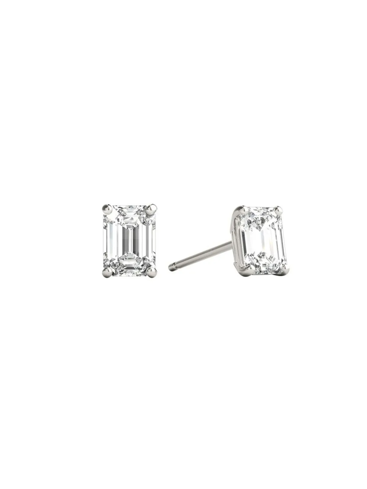 GIA 2.02ct Diamond 18K Gold Emerald Cut Stud Earrings sold by Wish Fine Jewelry product image thumbnail 2