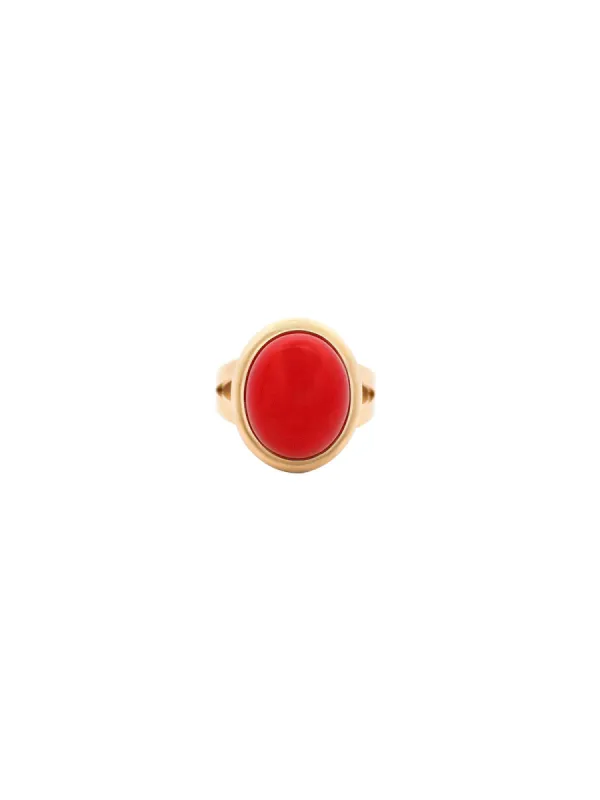 Red Coral 14K Gold Cocktail Ring sold by Wish Fine Jewelry