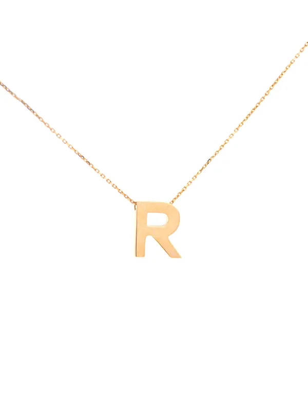 14K Gold Letter R Initial Pendant Necklace sold by Wish Fine Jewelry