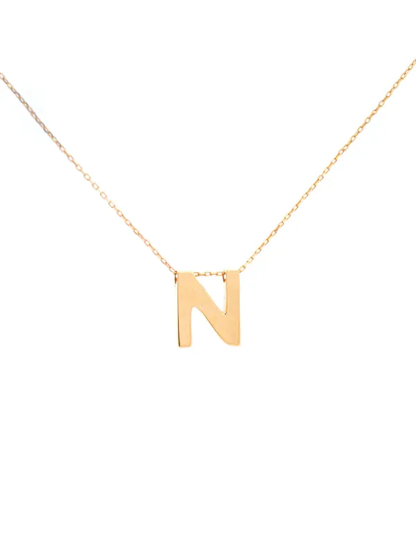 14K Gold Letter N Initial Pendant Necklace sold by Wish Fine Jewelry