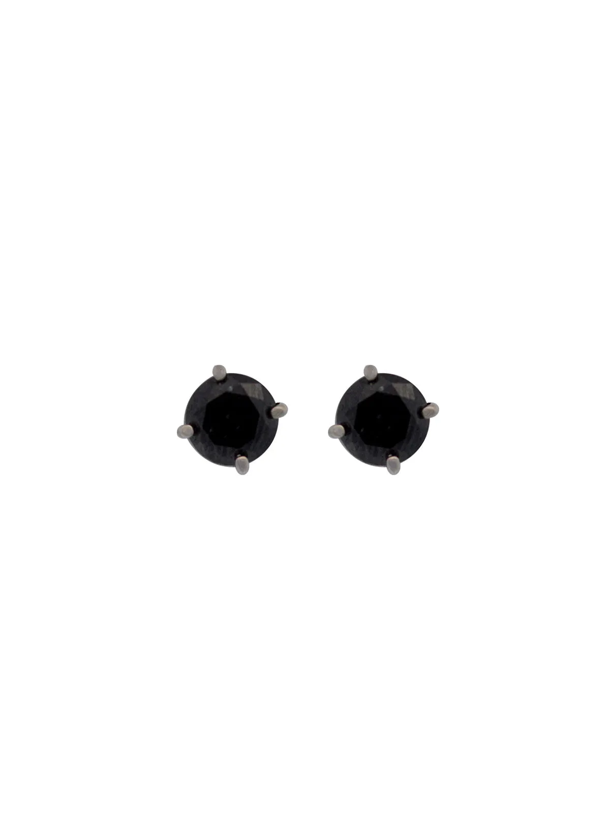 Black Diamond 18K Gold Round Stud Earrings sold by Wish Fine Jewelry