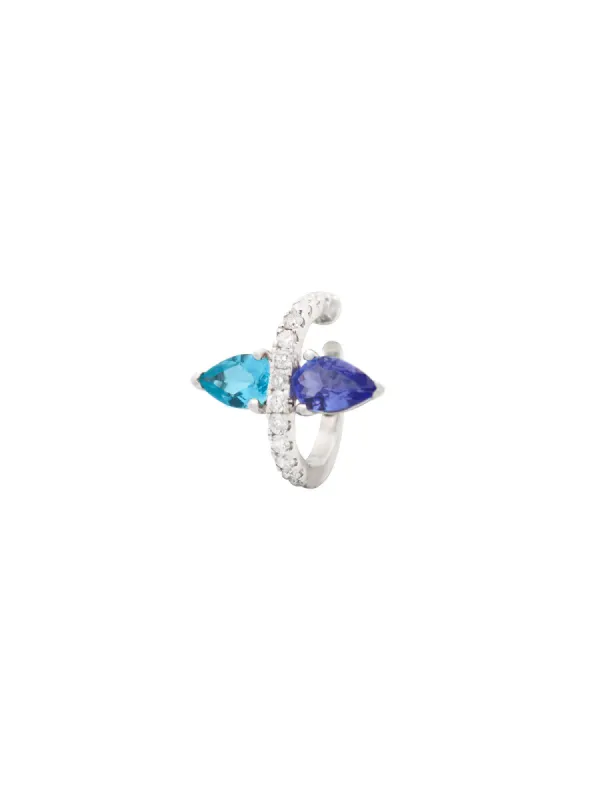 0.77ct Diamond Tanzanite Apatite18K Gold Ear Cuff made by Wish Fine Jewelry