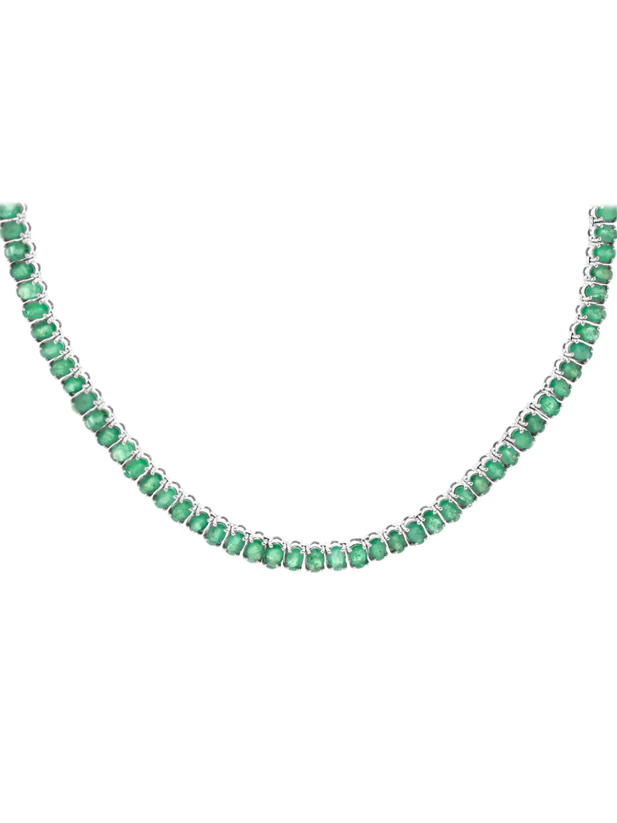 22.50ct Emerald 18K Gold Tennis Necklace 22'' sold by Wish Fine Jewelry
