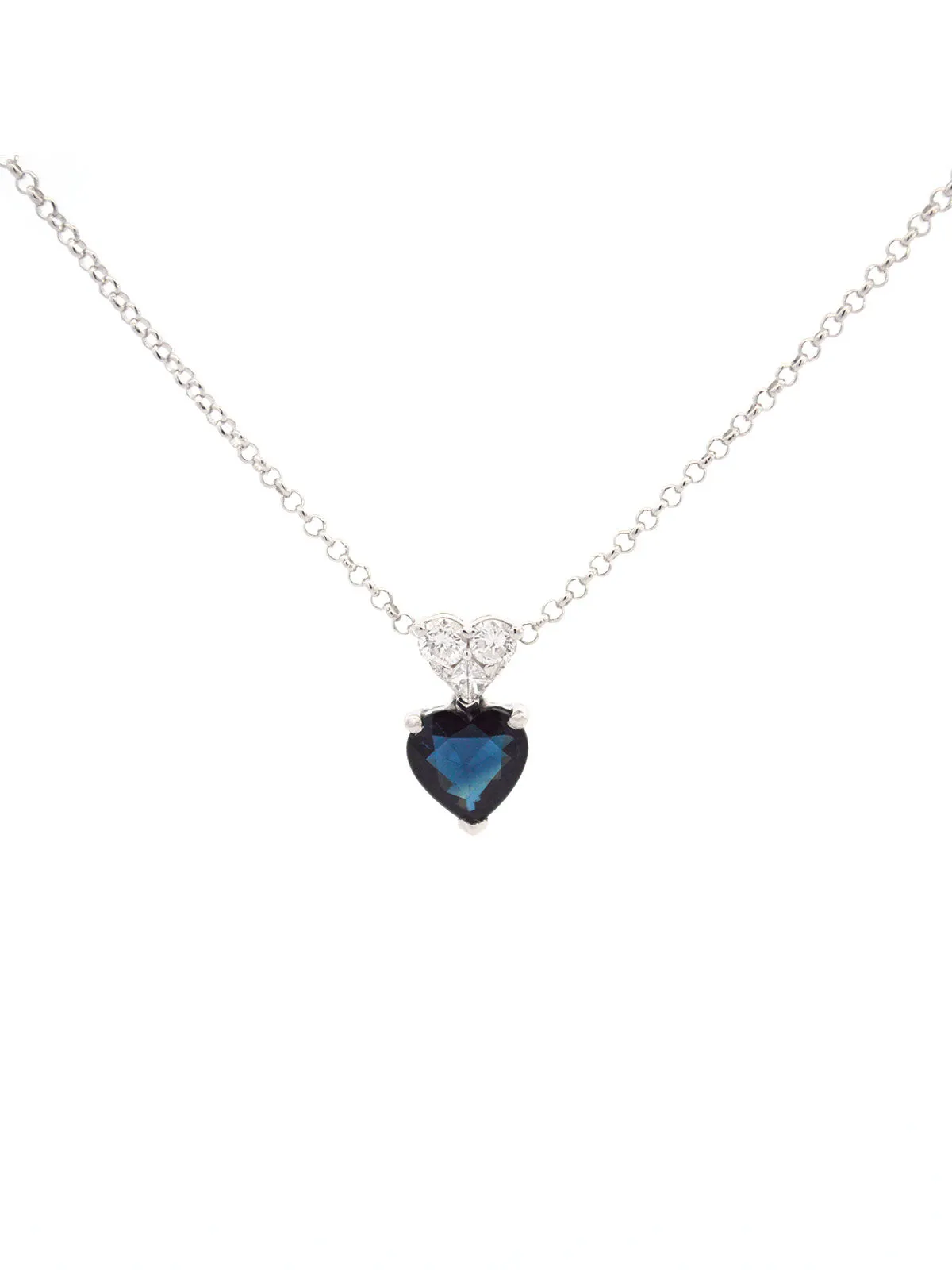 0.86ct Blue Sapphire 18K Gold Heart Necklace sold by Wish Fine Jewelry