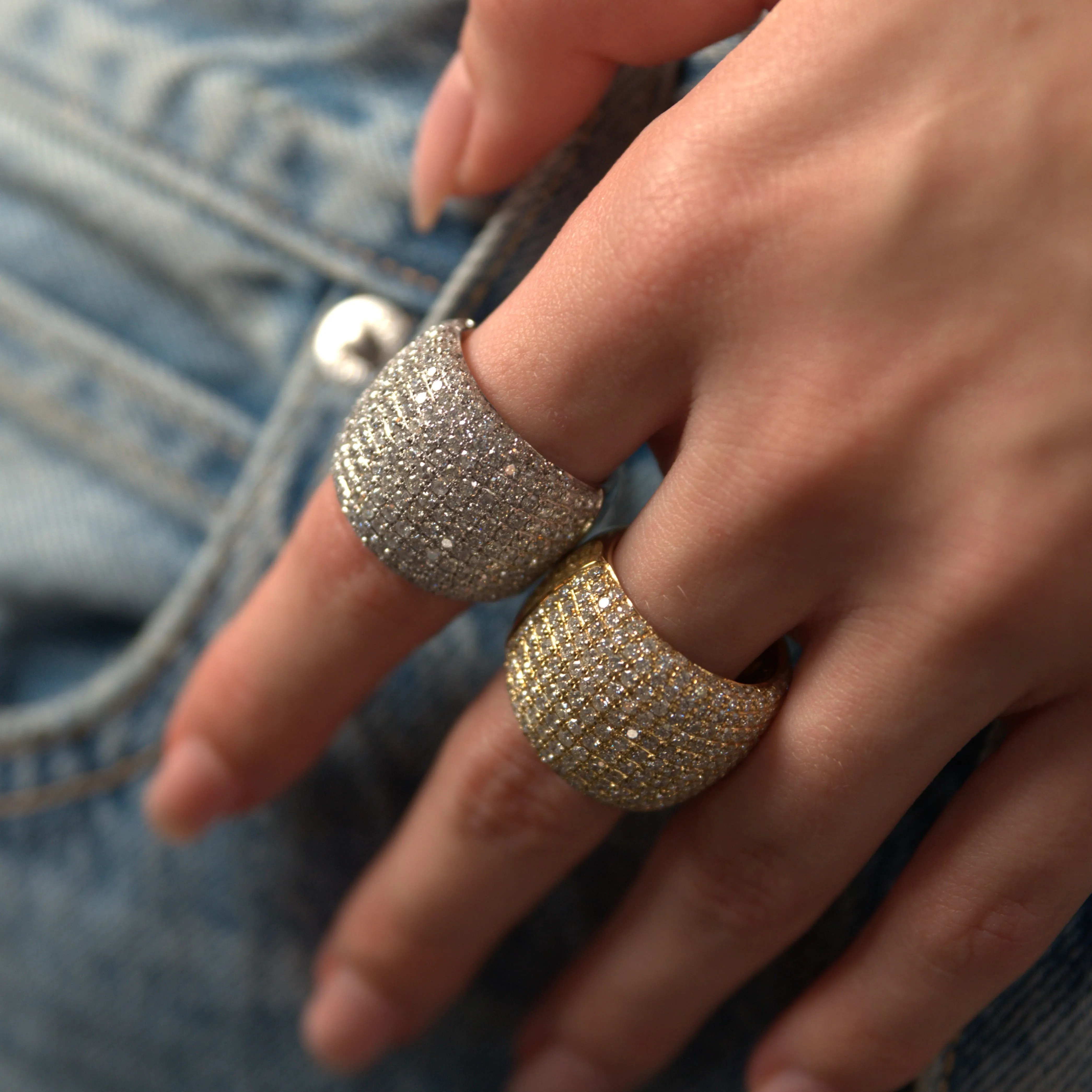 3.65ct Diamond 18K Gold Large Pave Dome Ring sold by Wish Fine Jewelry product image thumbnail 3