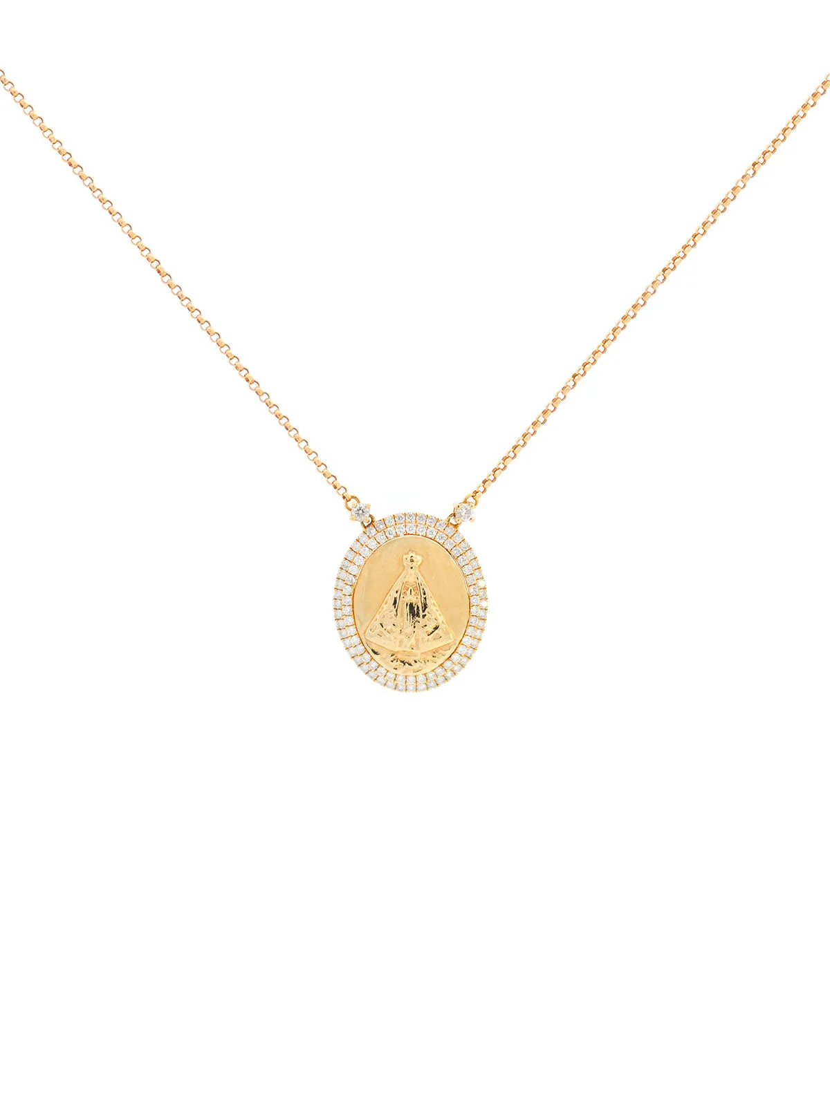 0.90ct Diamond 18K Gold Lady of Aparecida Pendant Necklace sold by Wish Fine Jewelry